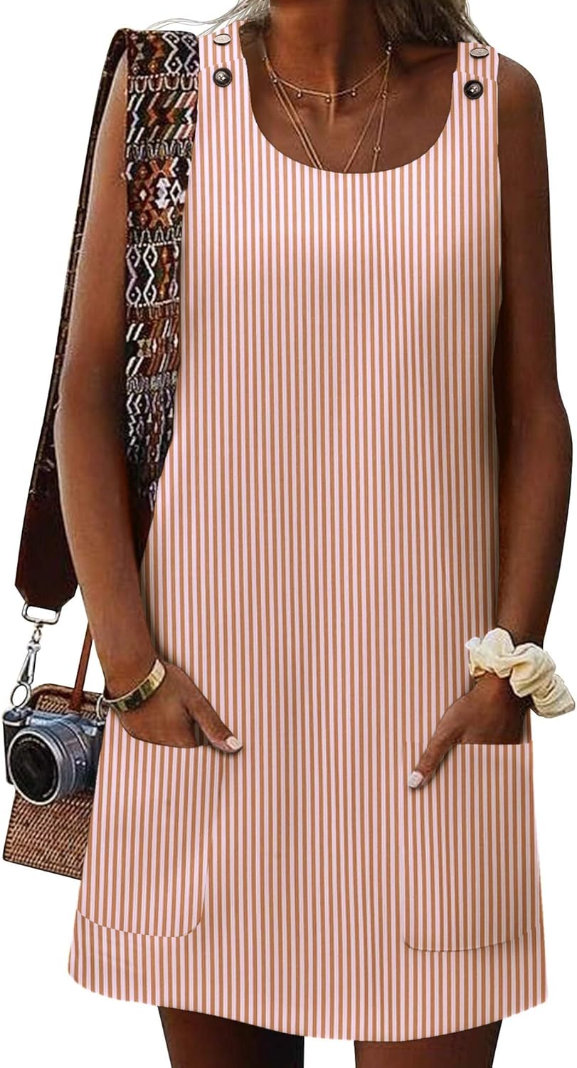 Zeagoo Casual Sleeveless Tank Dress with Pockets for Women
