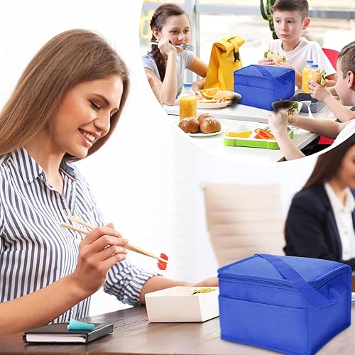 Vista 5 de Nuogo Paquete de 15 loncheras aisladas a granel, cajas enfriadoras reutilizables, juego de loncheras a prueba de fugas, enfriadores térmicos Azul