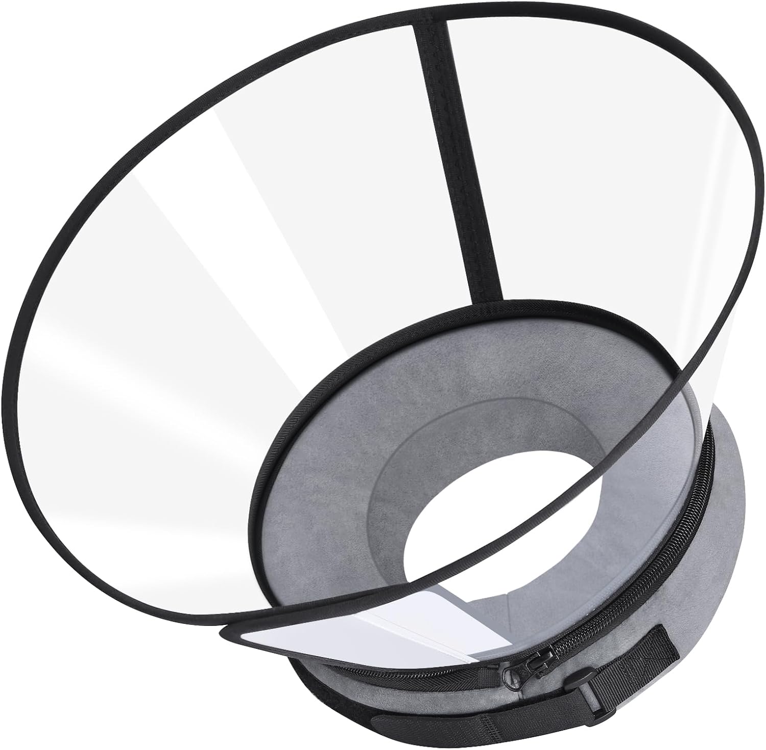Sponge Core Dog Cone, Inflatable Dog Cone Collar Alternative, Dogs Donut Collar After Surgery, Soft Cone for Large Medium Small Dogs to Stop Licking, No Inflation Required, Clear View(Size 3, Gray) Gray Size 3(Neck: 10.5"- 13.0")