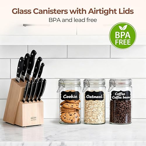 Miniatura 7 de ComSaf Tarros de vidrio con tapa hermética juego de 3, tarros Mason de 34 onzas, tarro de conserva, tarro de conservas de 34 onzas, recipientes de