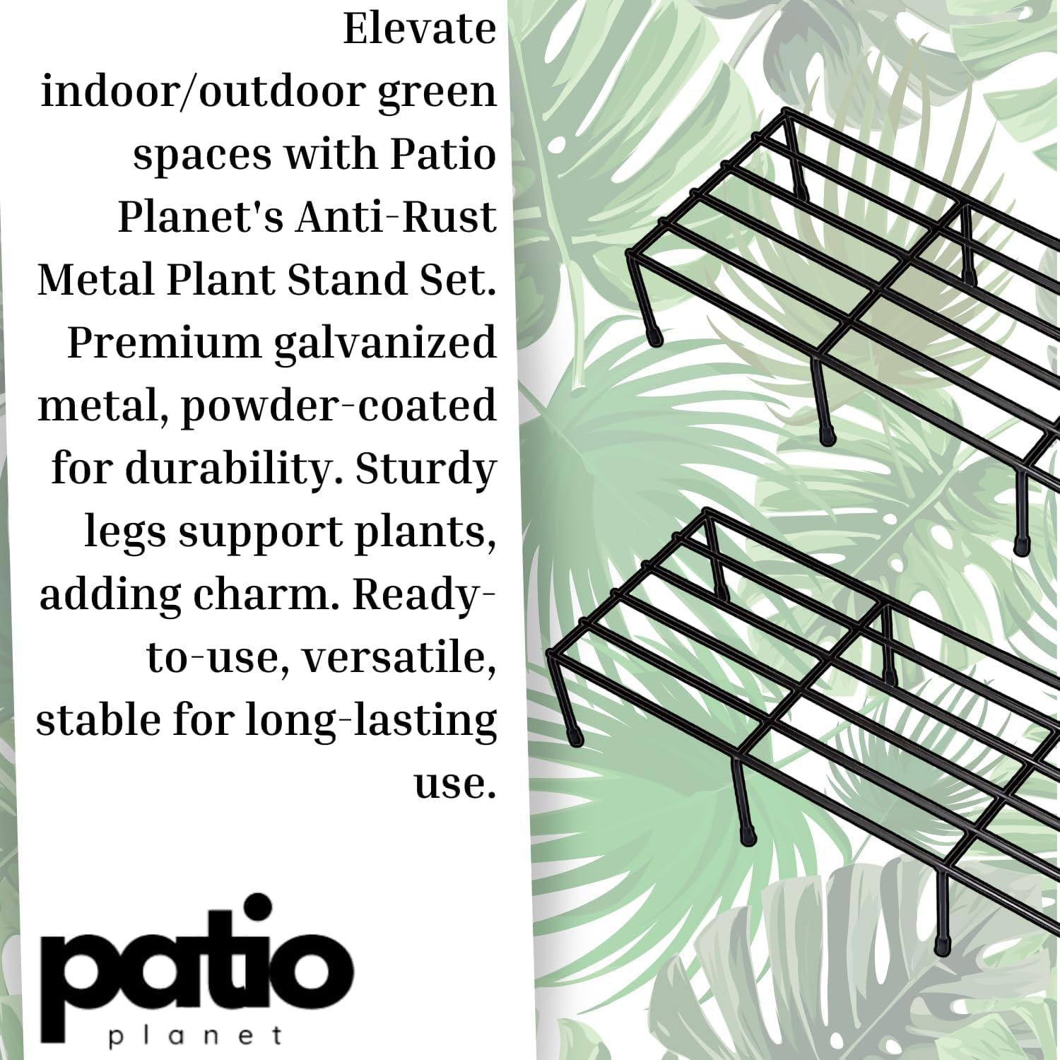 Patio Planet Metal Plant Stand for Balcony (Pack of 4 Black) | for Living Room - 24 inches | Pot Stand for Outdoor & Indoor Plants 3
