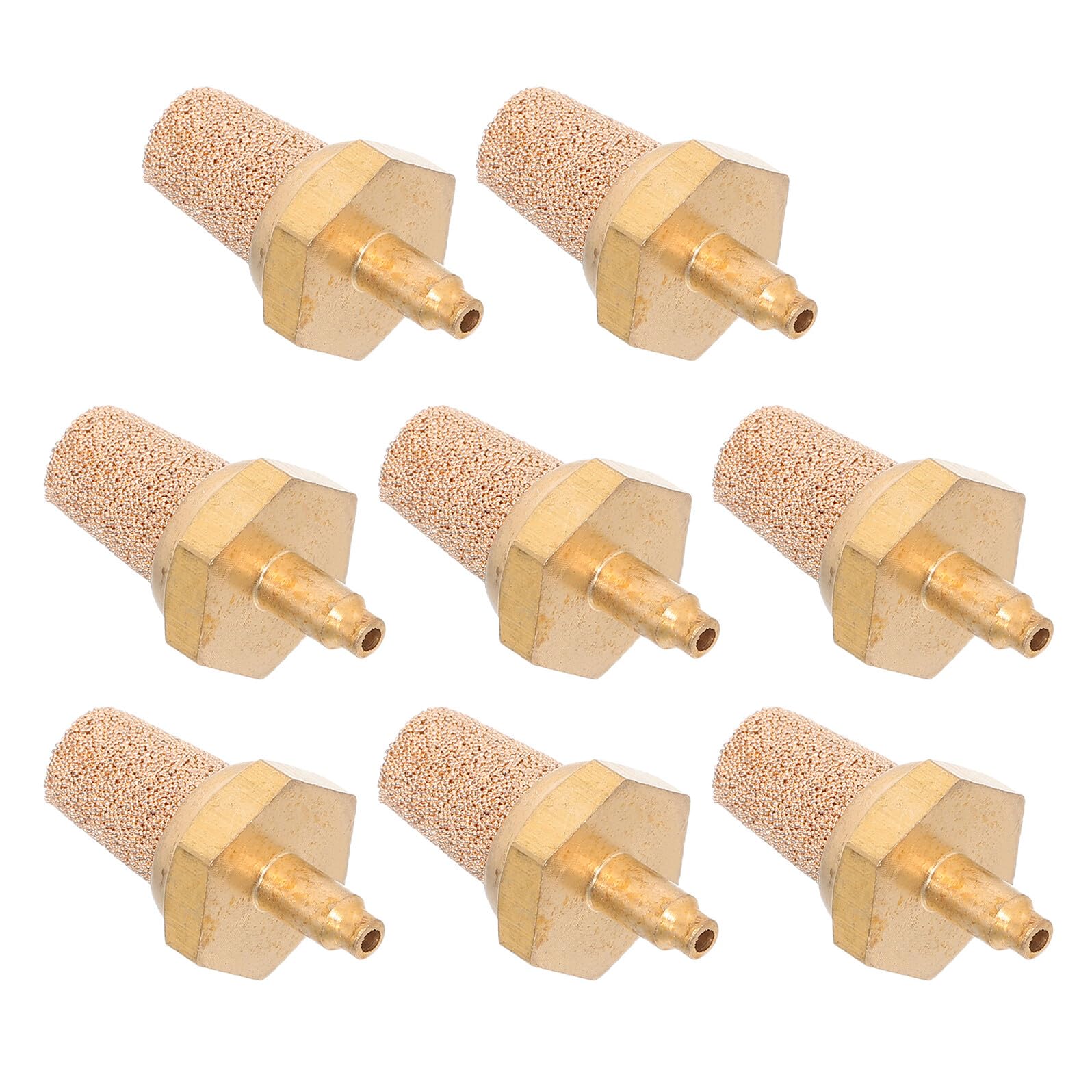 8pcs M5 Brass Copper Filter Nozzles with Air Exhaust Mufflers Universal Fog Machine Oil Tube Silencers Replacement Accessories for Stage Mist Generators and Smoke Effects