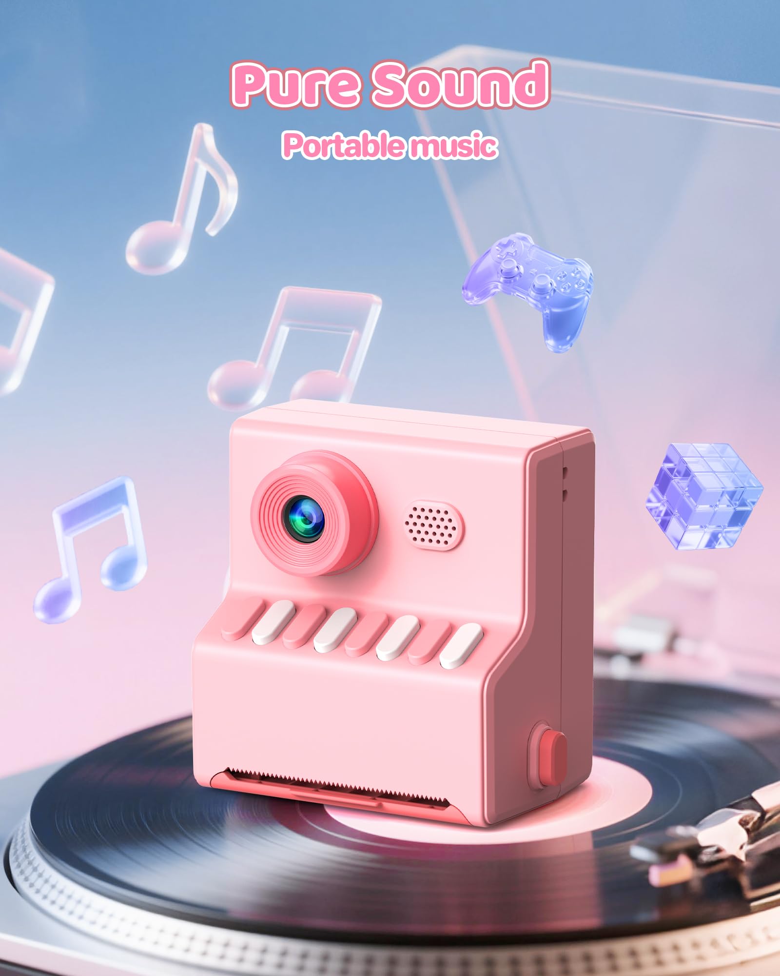 Appareil Photo Enfant Instantané Rose: HODDRCCN 1080P Appareil Photo Instantané - Carte 32GB - Jouet Cadeau pour Filles Garçons Enfant de 3-14 Ans - Cadeau Noël Anniversaire Fille Garçon