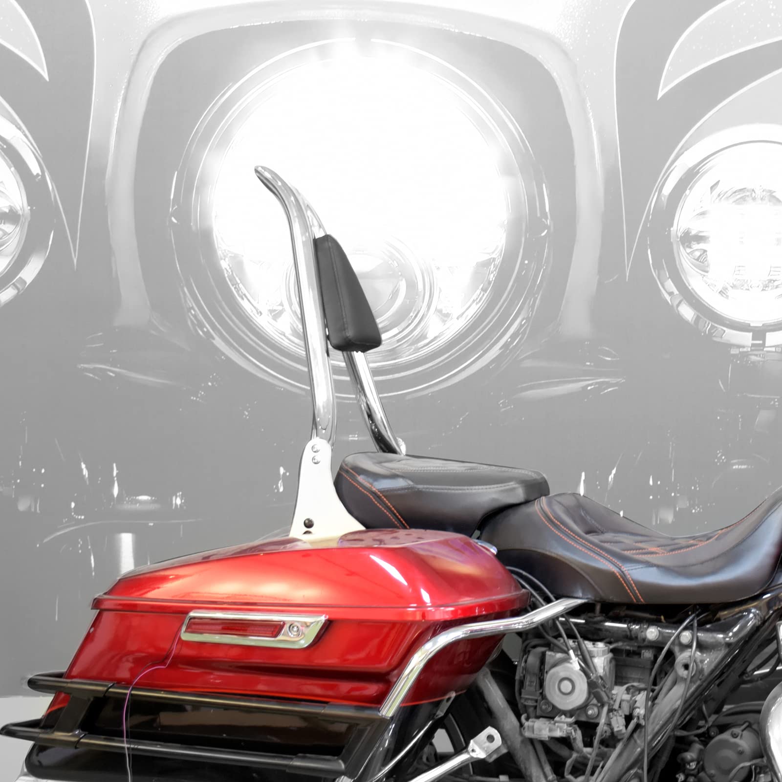Respaldo trasero motocicleta desmontable pasajero con almohadilla cojín para Harley Touring Road King Street Glide Electra Glide Road Glide FLHR FLHX FLHT FLTR 2009-2023 cromado 21 pulgadas