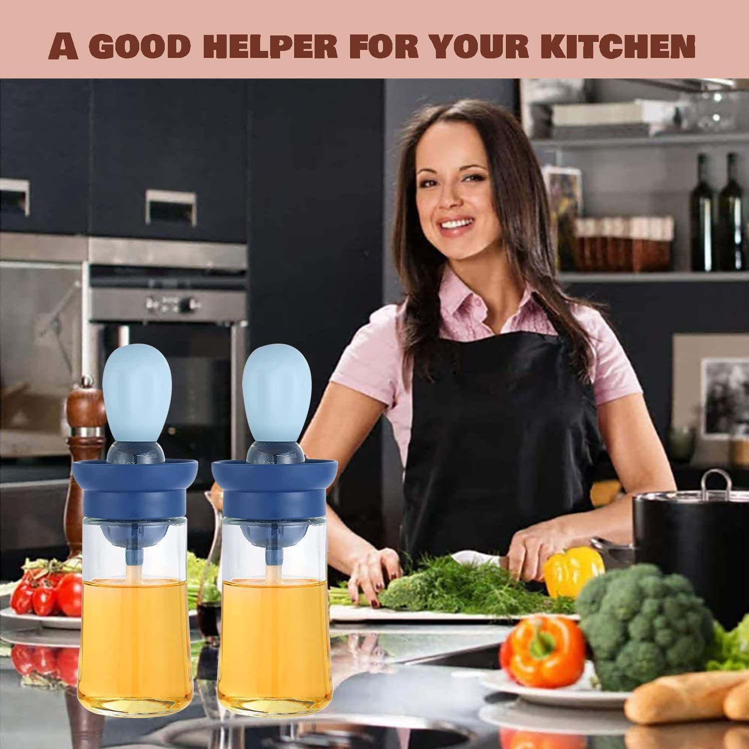 Bouteille D'Huile 550 Ml Avec Brosse Silicone Intégrée – Distributeur 2 En 1 Anti-Fuite Pour Cuisine Et Barbecue