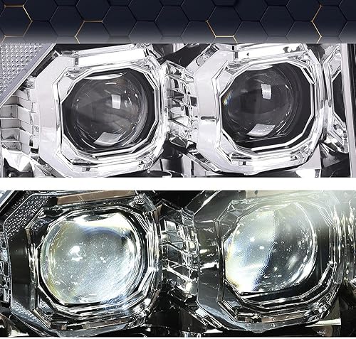 Vista 107 de PIT66 Conjunto de faros delanteros compatible con GMC Sierra 1500 2500HD 3500HD 3500HD 2007-2013, faros halógenos laterales del conductor