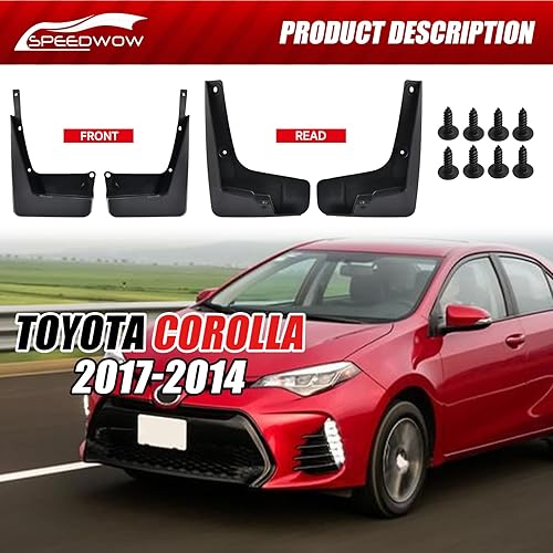 Miniatura 6 de SPEEDWOW Guardabarros antisalpicaduras para Toyota Corolla 2014-2017 (sin guardabarros), 4 piezas delanteras y traseras