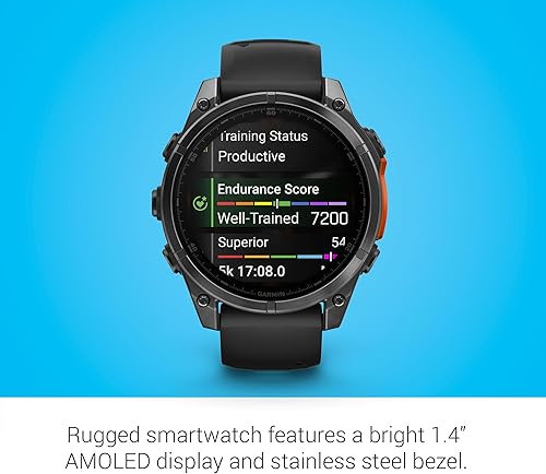 Miniatura 31 de Garmin Fenix 8 Premium Multisport GPS Running Smartwatch, 1.693 in AMOLED, con clasificación de inmersión, linterna incorporada titanio DLC gris