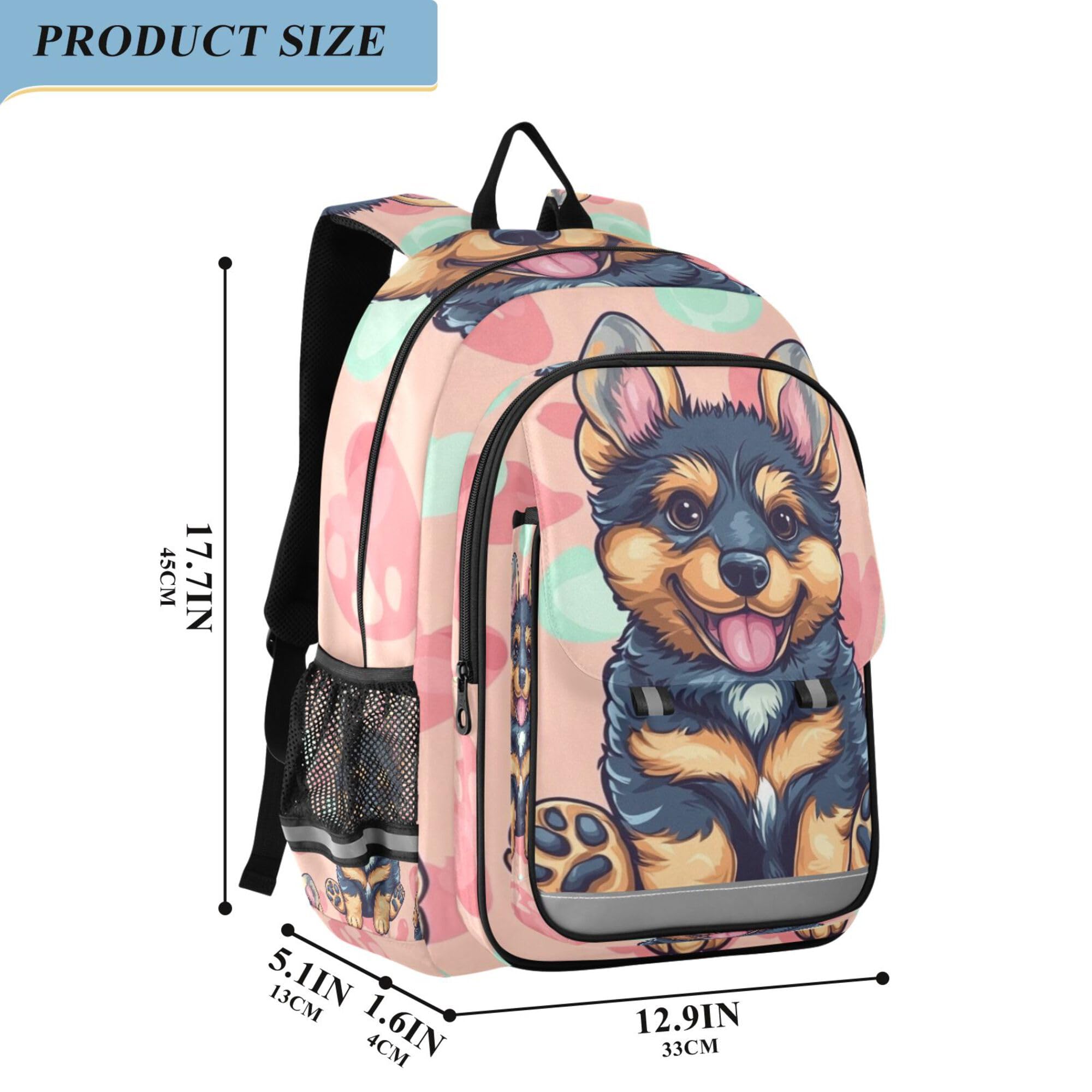 Glaphy Cute German Shepherd Dog Backpack Lightweight Daypack Laptop Backpack School Bookbag