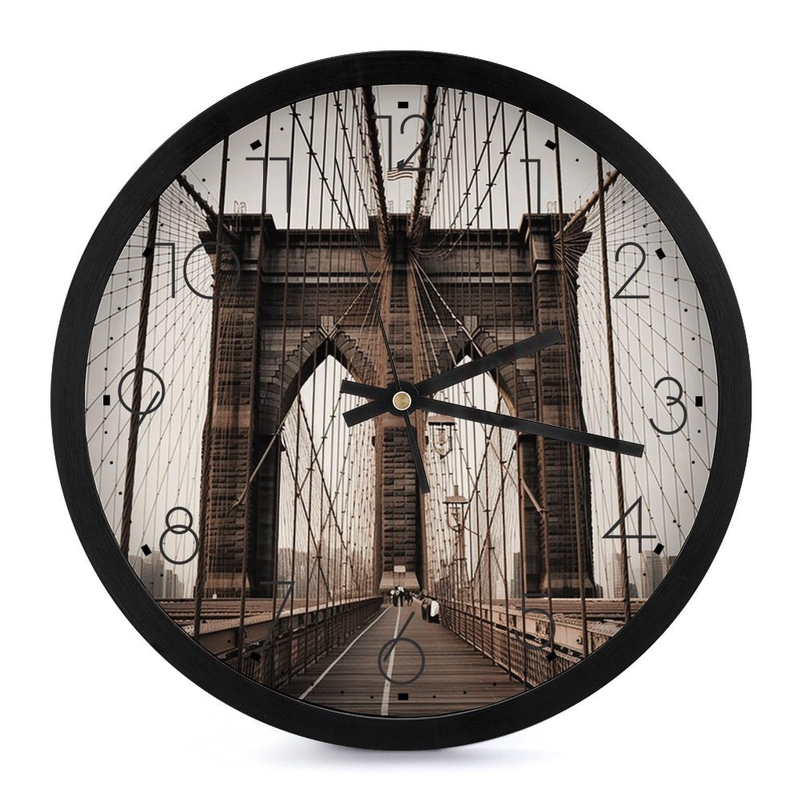 Horloge murale pour salon et chambre avec vue imprimee de Brooklyn 25cm