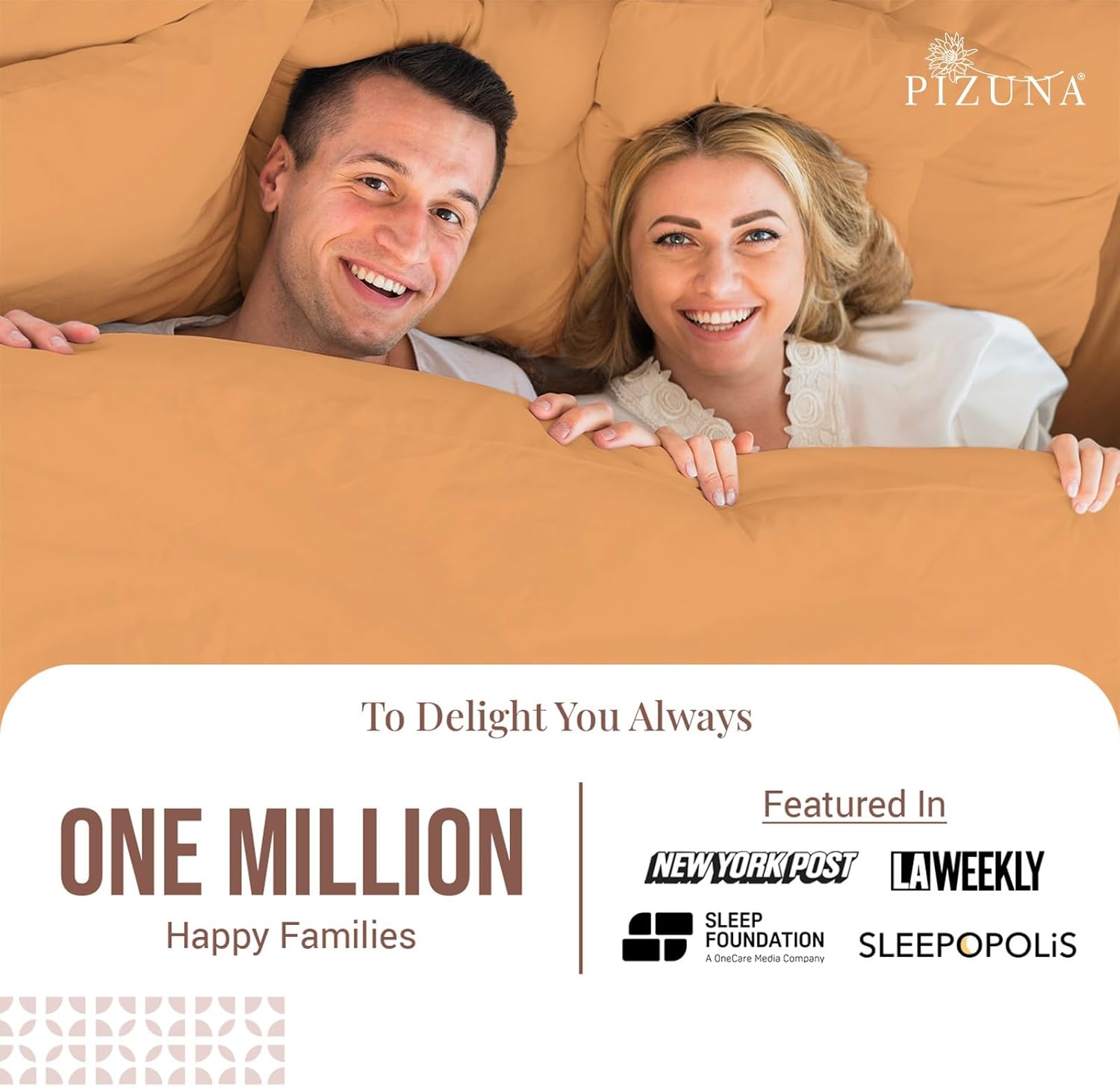 Pizuna Pure 100% Cotton Sheets California King, Luxurious 400 Thread Count Long Staple Cotton Sateen Sheet California King with 15" Deep Pocket (Combed Apricot Orange Cotton Sheets California King)