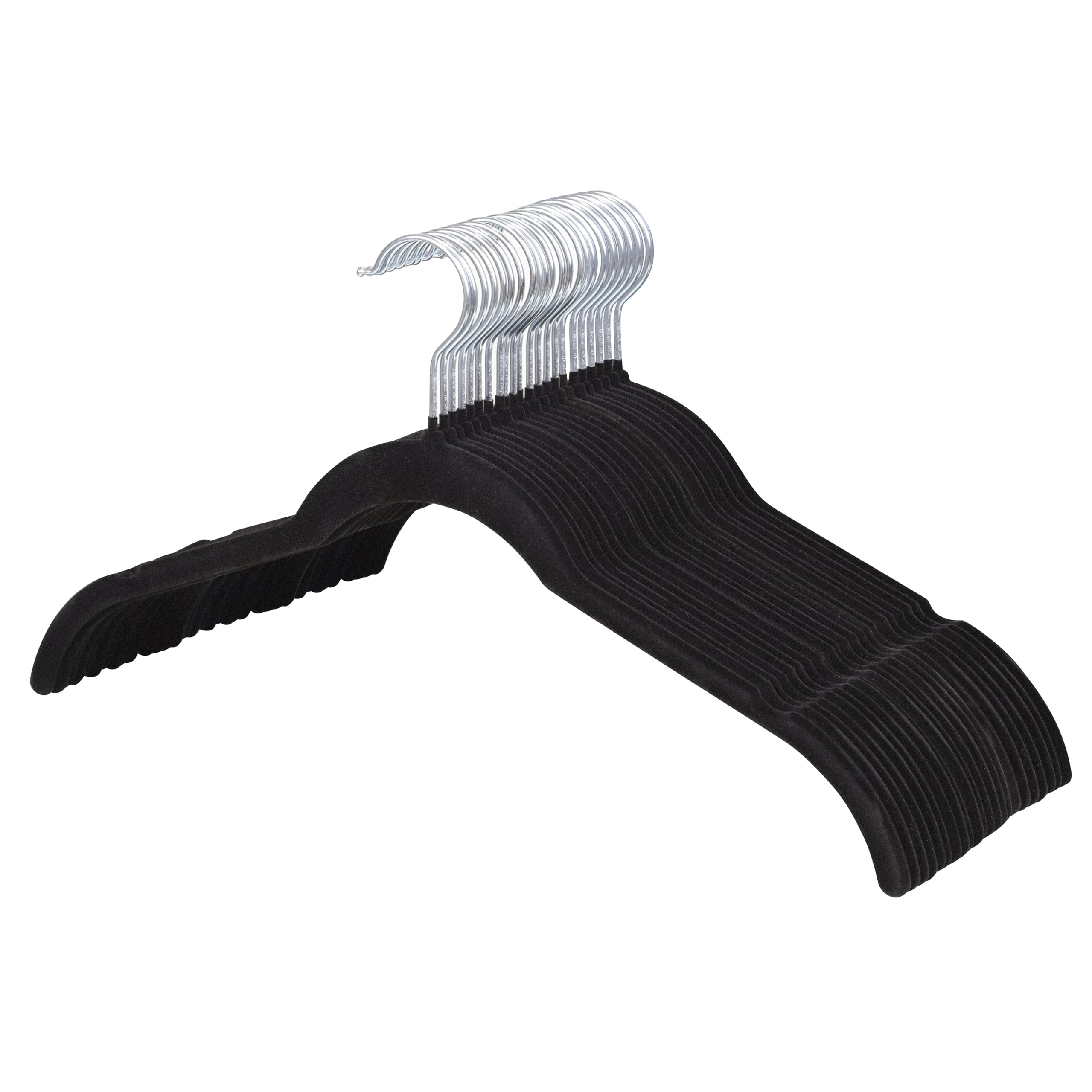 ManGotree Velvet Shirt Hangers for Women, 16.5'' Suit Hangers with Shoulder Groove, Non-Slip Dress Clothes Hanger for Coats, Tank Tops, Shirts, Blouses, Shorts (22 Pack, Black) — image 1