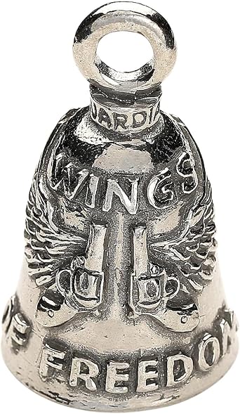 Guardian Bell Wings of Freedom Good Luck Bell w/Keyring & Black Velvet Gift Bag | Motorcycle Bell | Lead-Free Pewter | Good Luck Gift to Friends & Family | Bike Bell | Made in USA
