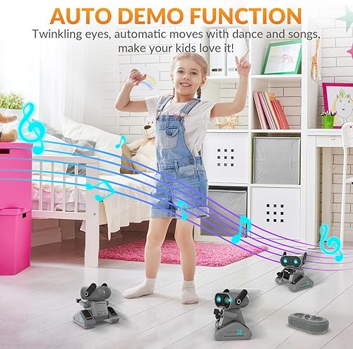 Miniatura 2 de Robot de juguete RC para niños, robot recargable de control remoto para niños y niñas, con demostración automática, movimientos de baile, música,