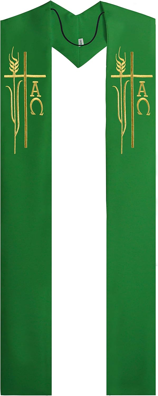 IvyRobes Alpha Omega Overlay Stole Wedding Clergy Stole 90" Long-4 Colors Available