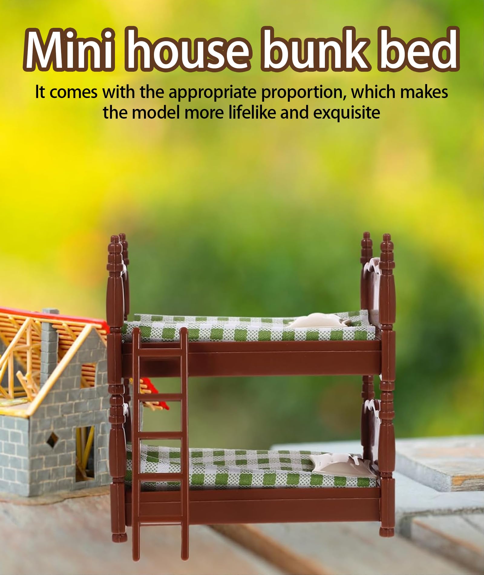 Doll Bed, Vintage Double Bed Set for Dollhouse, Miniature Furniture for Doll House Accessories Suitable for Miniature Bedroom Decoration and Dollhouse Decoration - Image 4 thumbnail