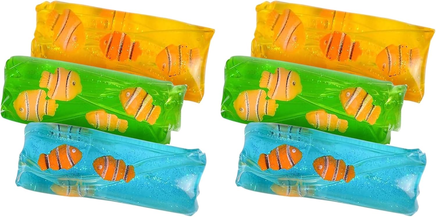 ArtCreativity Clownfish Water Wigglers, Set of 3, Fidget Toys for Kids with Clown Fish Figurines and Glitter Inside, Stress Relief Toys for Boys and Girls, Unique Party Favors for Children (Pack of 2)