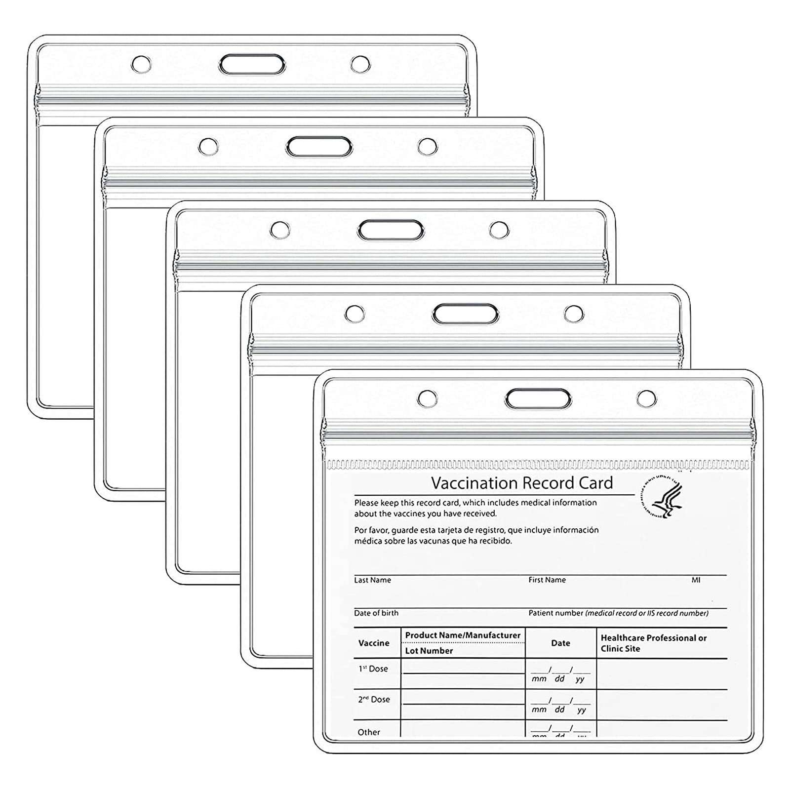 Buy 5 Packs 4 x 3 CDC Vaccine Card Protector Vaccination Record 