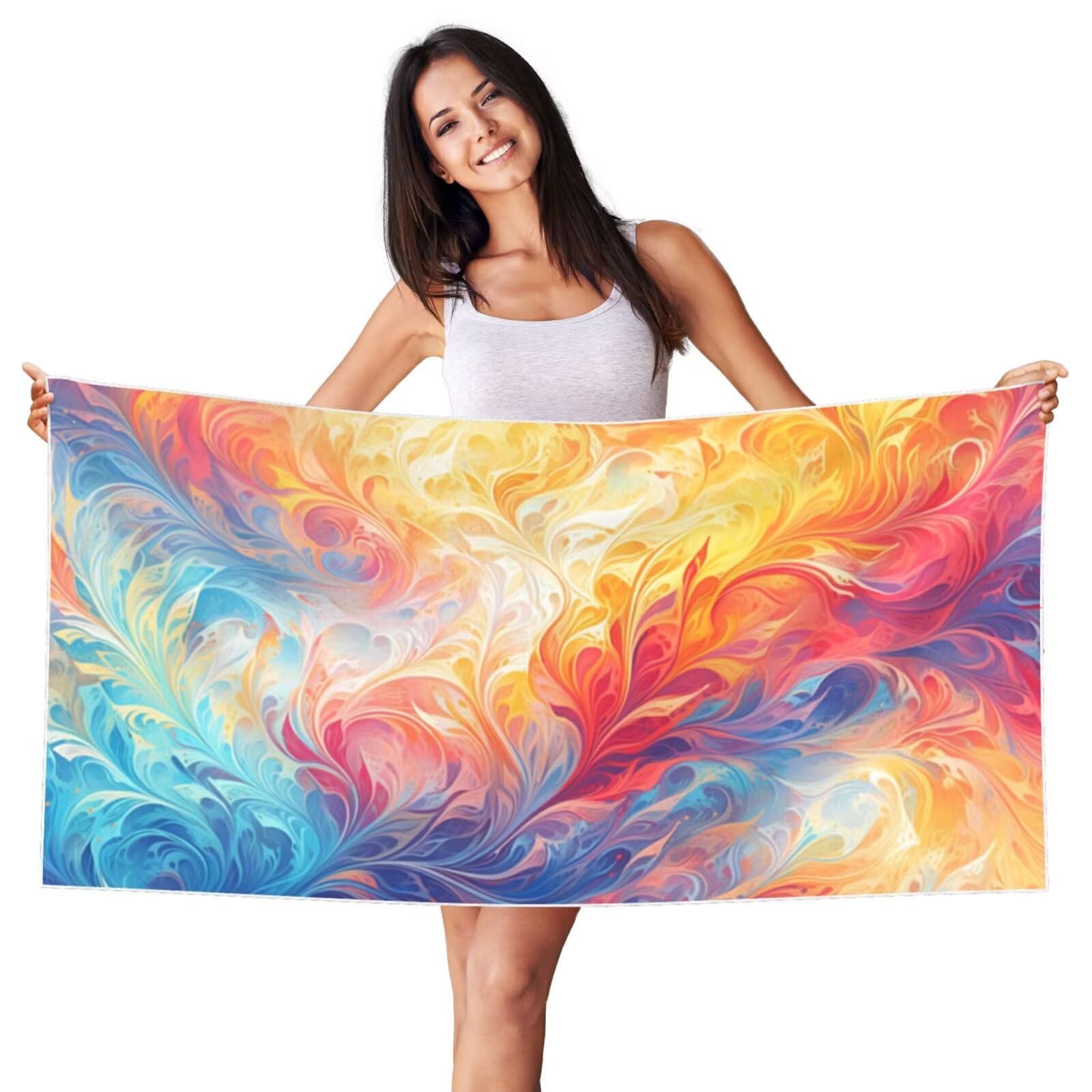 Telo Mare Microfibra xxl Grande Asciugamano da Spiaggia, 100x180cm Asciugatura Rapida Telo in Cotone Morbido, Antisabbia Mare Coperta da Spiaggia per Campeggio, Palestra, Piscina, Viaggio piuma G-2199