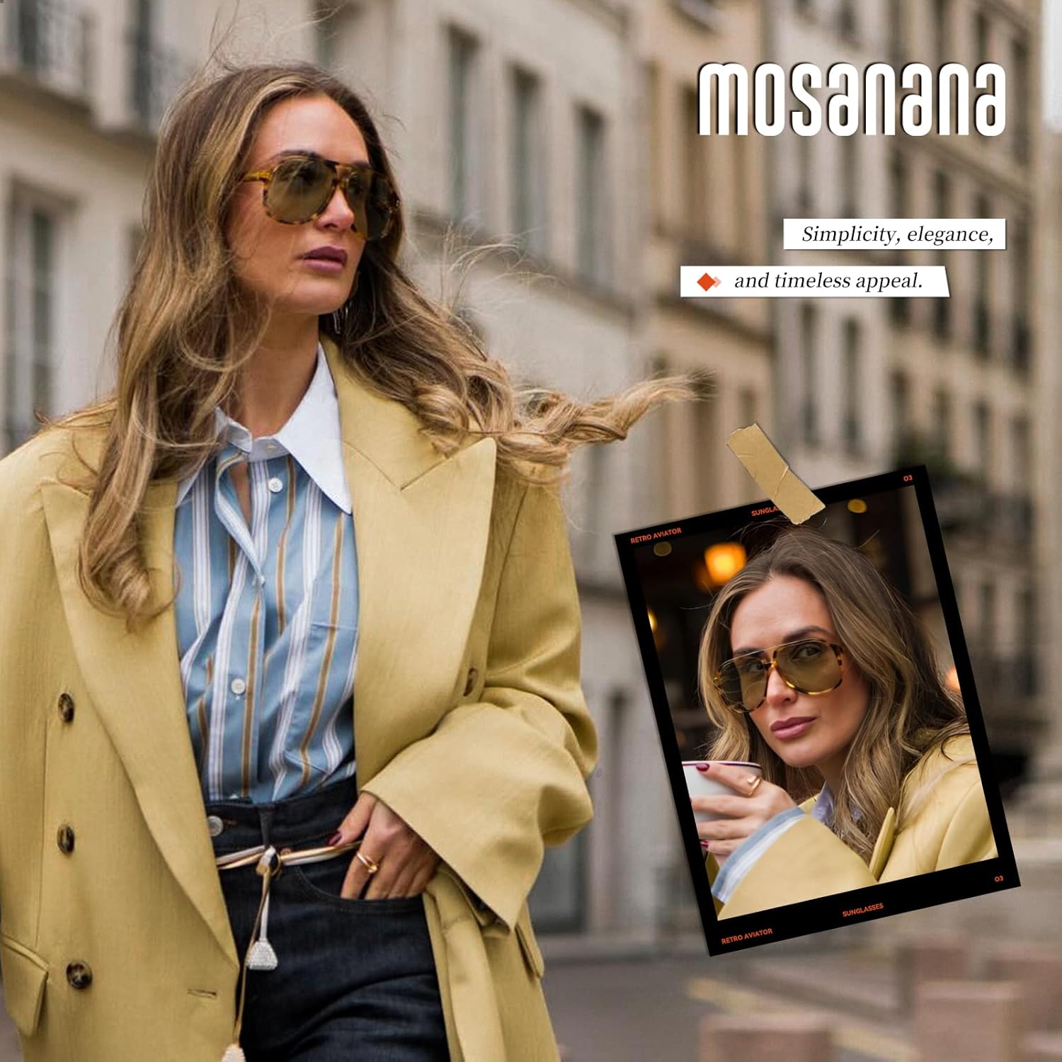 mosanana Retro Aviator Oversized Sunglasses for Women Men 2025 UV400 MS52481 - Image 4