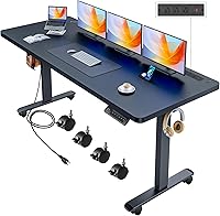 Vista 11 de Escritorio Eléctrico de Pie de Altura Ajustable, 55'' x 24'' Escritorio de Pie con Tomacorrientes y 2 Puertos USB, 4 Ruedas Giratorias, Rango