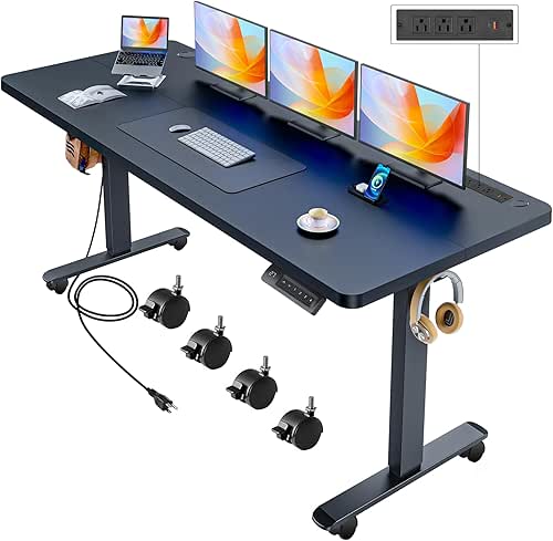Electric Standing Desk with Wheels, 63'' x 24'' Standing Desk