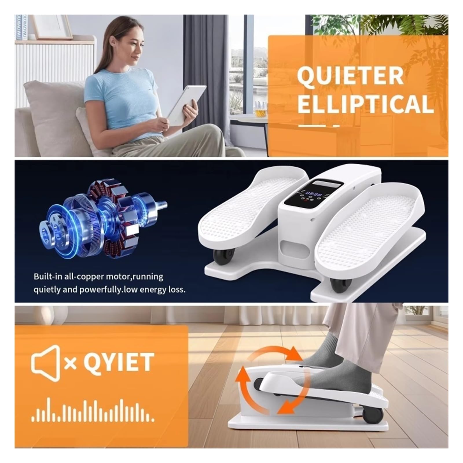 Elektryczny Orbitrek Do Ćwiczeń Nóg Pod Biurkiem Dla Seniorów Użytku Domowego Z Monitorem Cicha Praca