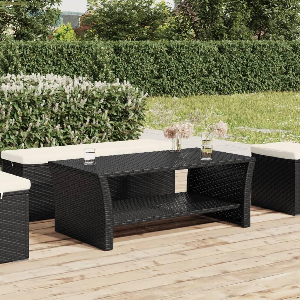 vidaXL Table Basse Noir 100x50x40 cm Résine Tressée Table d'appoint Centrale