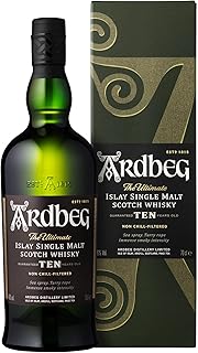 Ardbeg 10 Years Old Islay Single Malt Scotch Whisky, 70cl, in Geschenkbox | Torfig & rauchig mit feiner Süße | Gereift in Bourbonfässern | Typischer Islay-Charakter