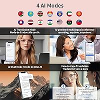 Vista 8 de Gafas Inteligentes AI con Traducción en Tiempo Real, Bluetooth 5.3 Inalámbrico, Interpretación Simultánea Inteligente para Más de 160 Idiomas