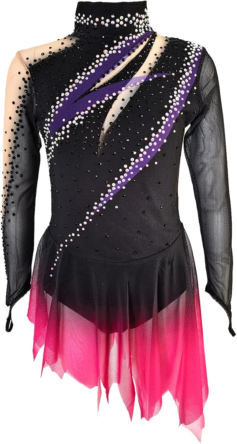 Black Elegant and Comfortable Figure Skating Dress for Girls and Women