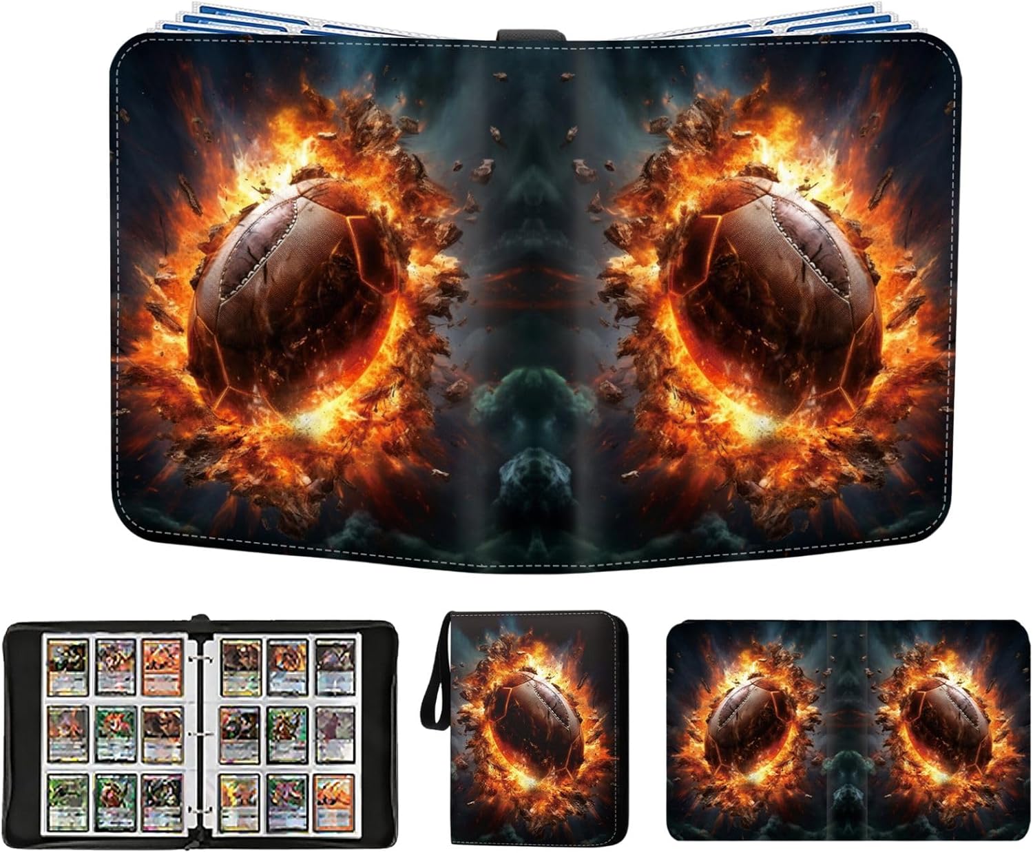 2026 Football Card Binder Trading Card Binder Holder 900 Pockets, Fits 900 Cards with 50 Removable Pages, Football Card Gifts Collector Album with Zipper Storage Display Case
