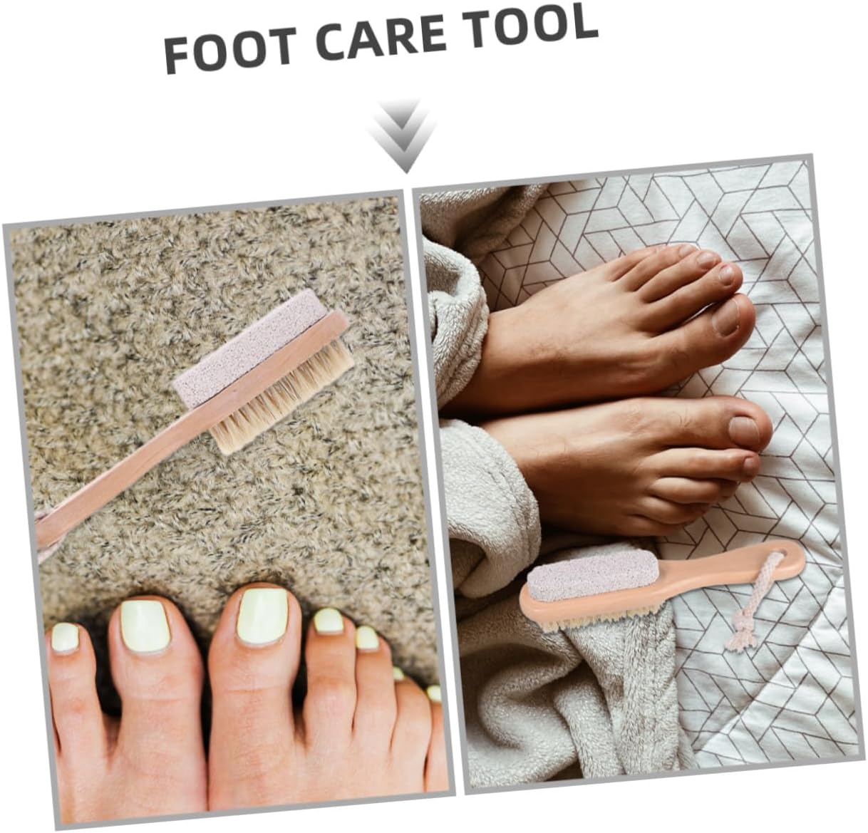 VILLCASE 3pcs Foot Pumice Brush and Scrubber with Bristle and Pumice Stone Wooden Handle Foot File for Dead Skin Removal and Exfoliating for Pedicure and Home Use