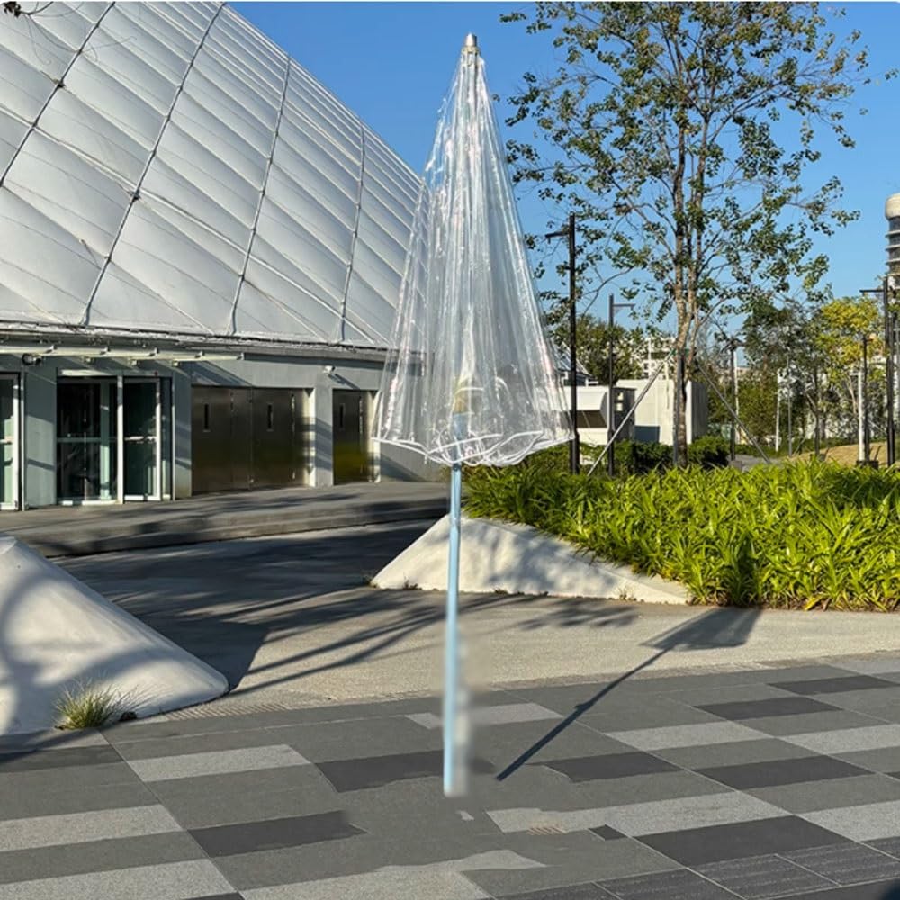Klar Terrassenschirm 240cm Marktschirm Tischschirm Höhenverstellbar Outdoor Transparenter Regenschirm Für Patio Garden Market