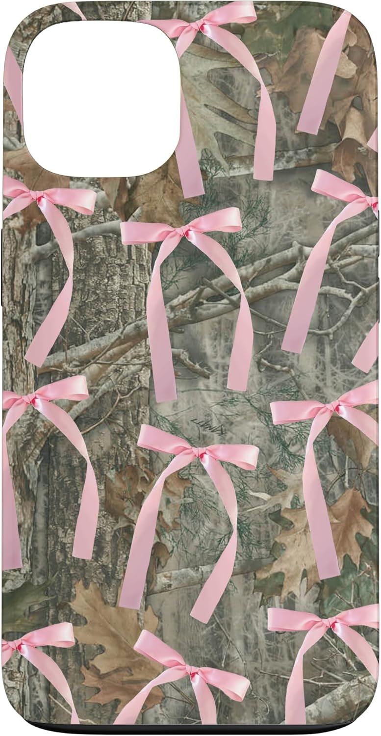 Aesthetic Camo Pink Bow And Ribbon Hunting Girl Women Case for iPhone 15 Pro Max