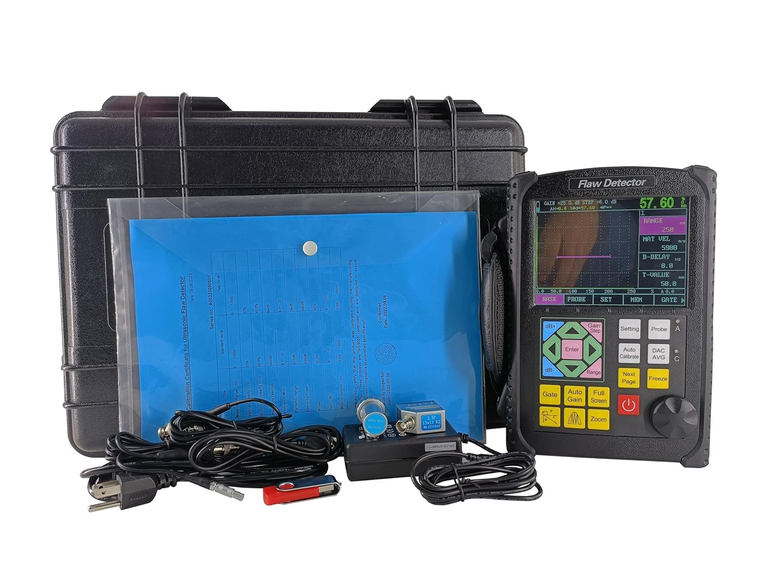 Ultrasonic Flaw Tester Portable Ultrasonic Flaw Detector Multi-Functional Defect Detection Analysis Tool 1000 A Graph Data Storage with 0 to 10000mm Frequency 0.5~15MHz USB Communication