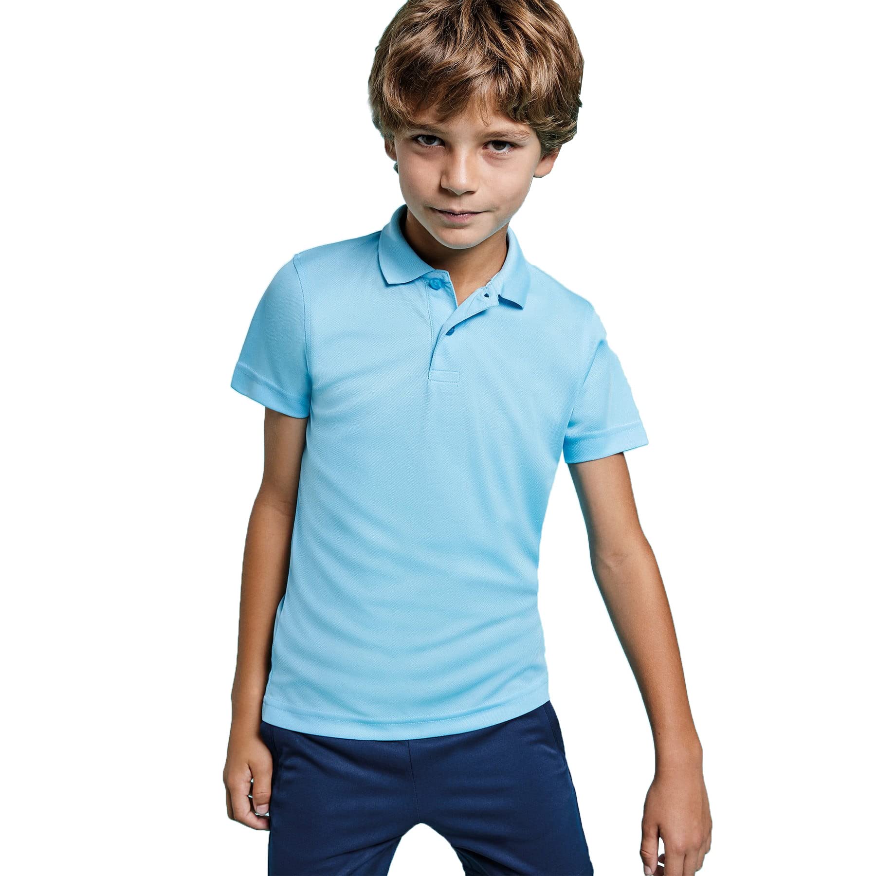 KINKIES Polo Deporte con Manga Corta para niños, Cuello clásico y Tres Botones - Camiseta Deportiva Unisex Transpirable de Colores