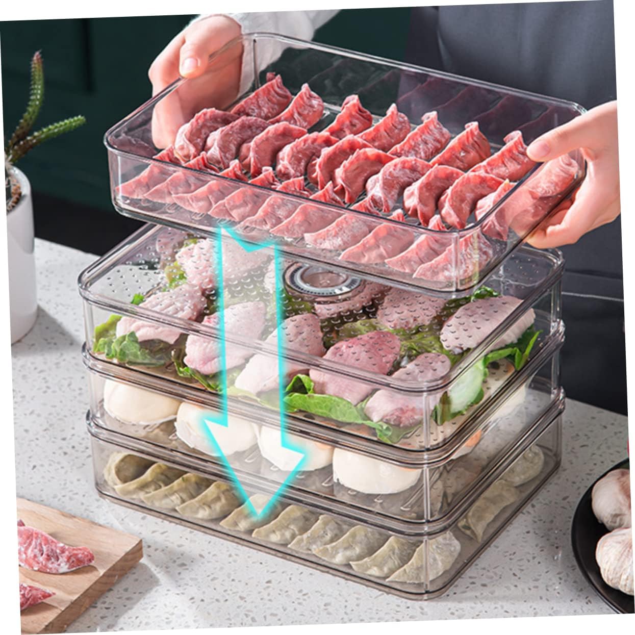 1pc Refrigerator Storage Box Multi-layer Food Crisper Stackable Pet Container for Fresh Food Organization Keeps Odor Home Fridge Storage and Meal Prep
