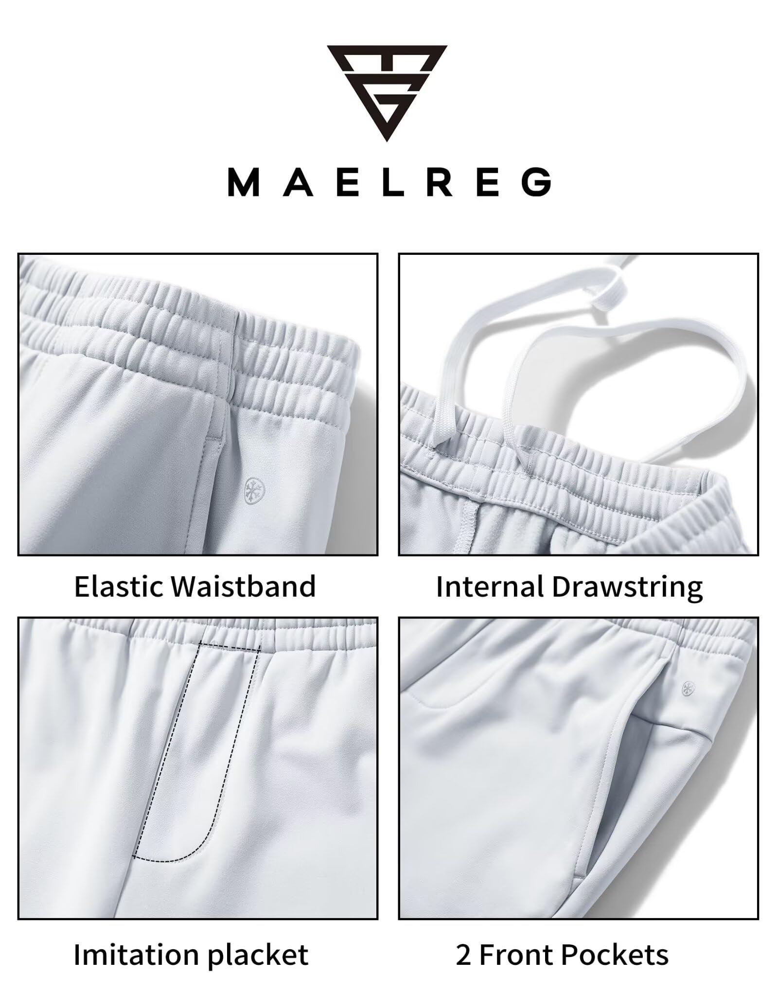 M MAELREG Fleece-Jogginghose für Jungen, dehnbar, wasserabweisend, Golf-Jogginghose für Jungen, mit Reißverschlusstaschen, athletische Trainingshose