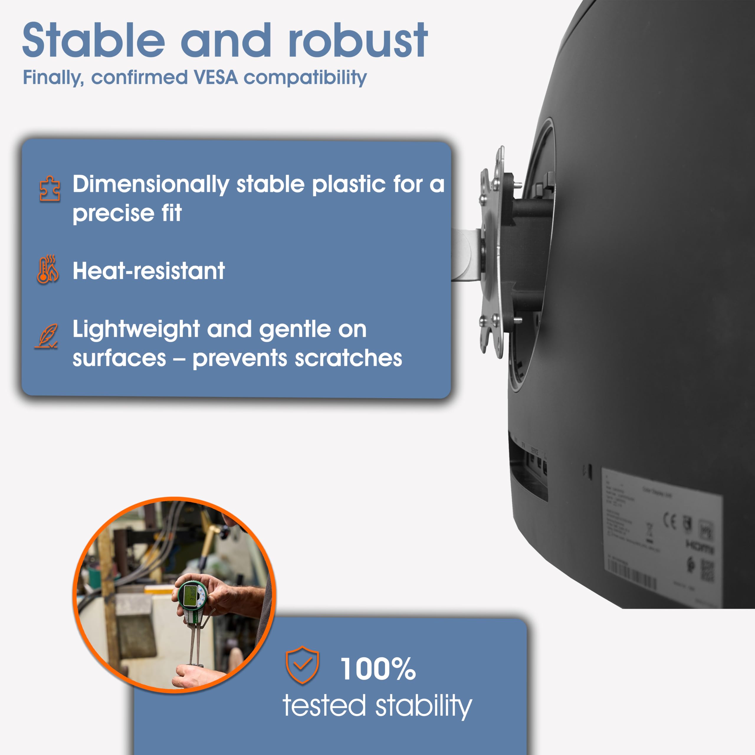 3IDEE VESA adapter compatible with Samsung C24FG70, LC24FG70, C24FG73 Curved Monitor - VESA mount adapter for non-VESA monitor 75x75 mm - for monitor arm, bracket or wall mount