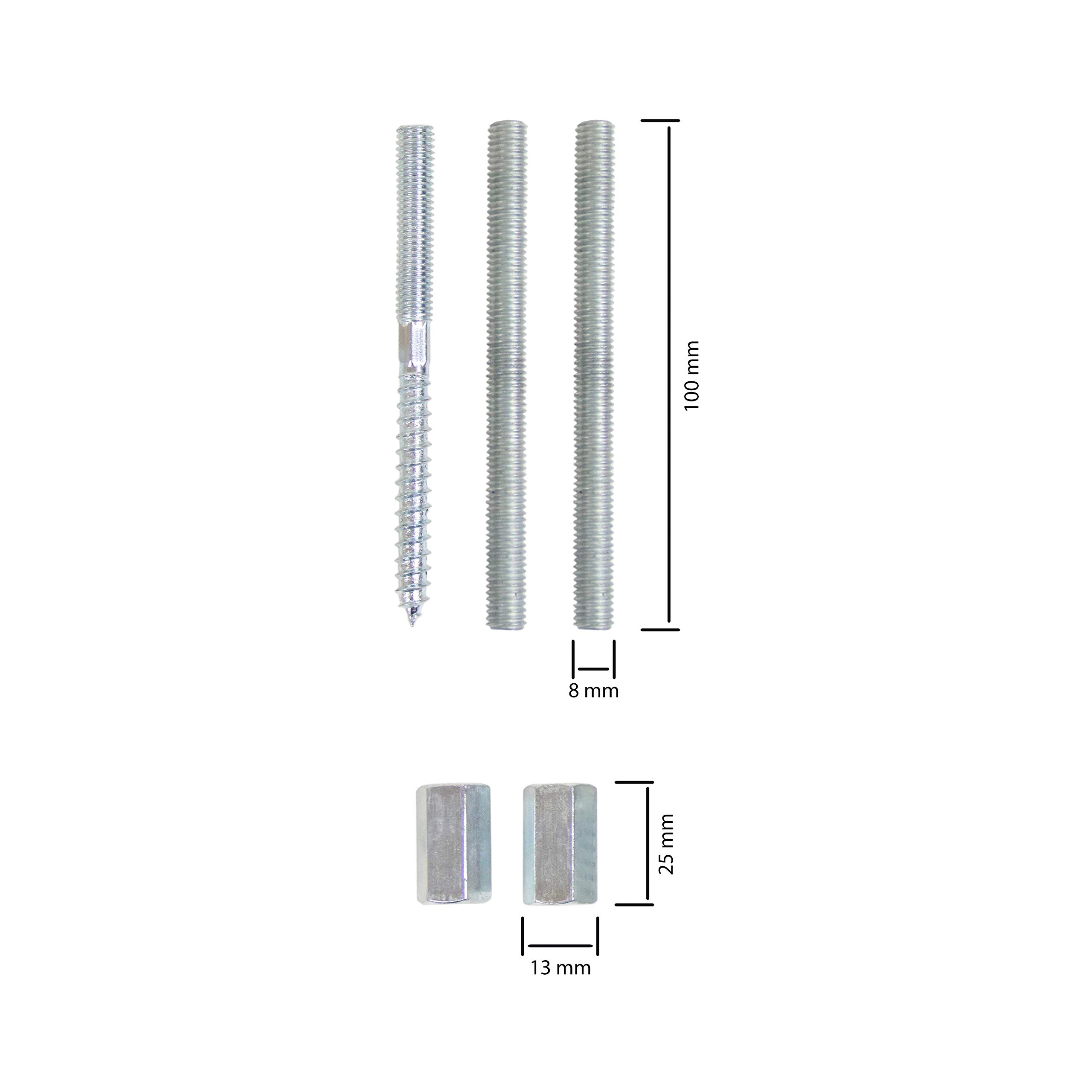 Set Supporto Per Tubo Fumo Stufa A Legna - Diametro 130 Mm, Colore Grigio Ghisa - Kit Fissaggio A Parete O Soffitto Con Aste Filettate E Manicotti