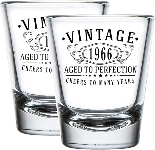 Paquete de 2 vasos de chupito impresos vintage de 1966 de 1.75 onzas, regalos de cumpleaños número 58 para mujeres y hombres, saludos a los 58 años, disponible en Yaxa Guatemala