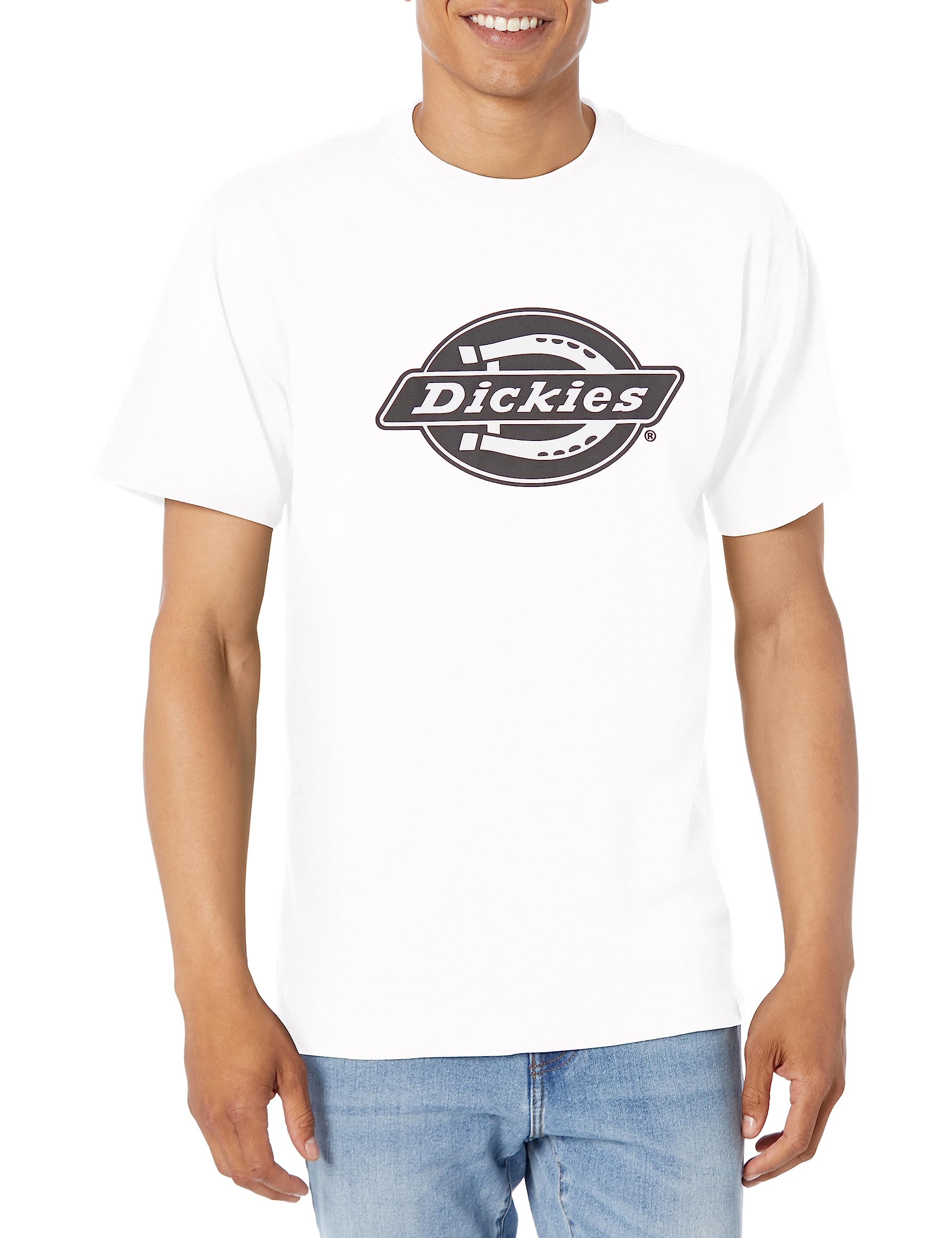 Dickies Men's White Short Sleeve Heavyweight Logo T-Shirt, Xl Tall