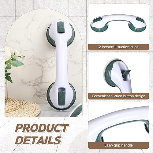 Miniatura 10 de Paquete de 4 barras de agarre para bañeras y duchas, mango de ducha de 12 pulgadas, barras de agarre para ducha para personas mayores, barras de