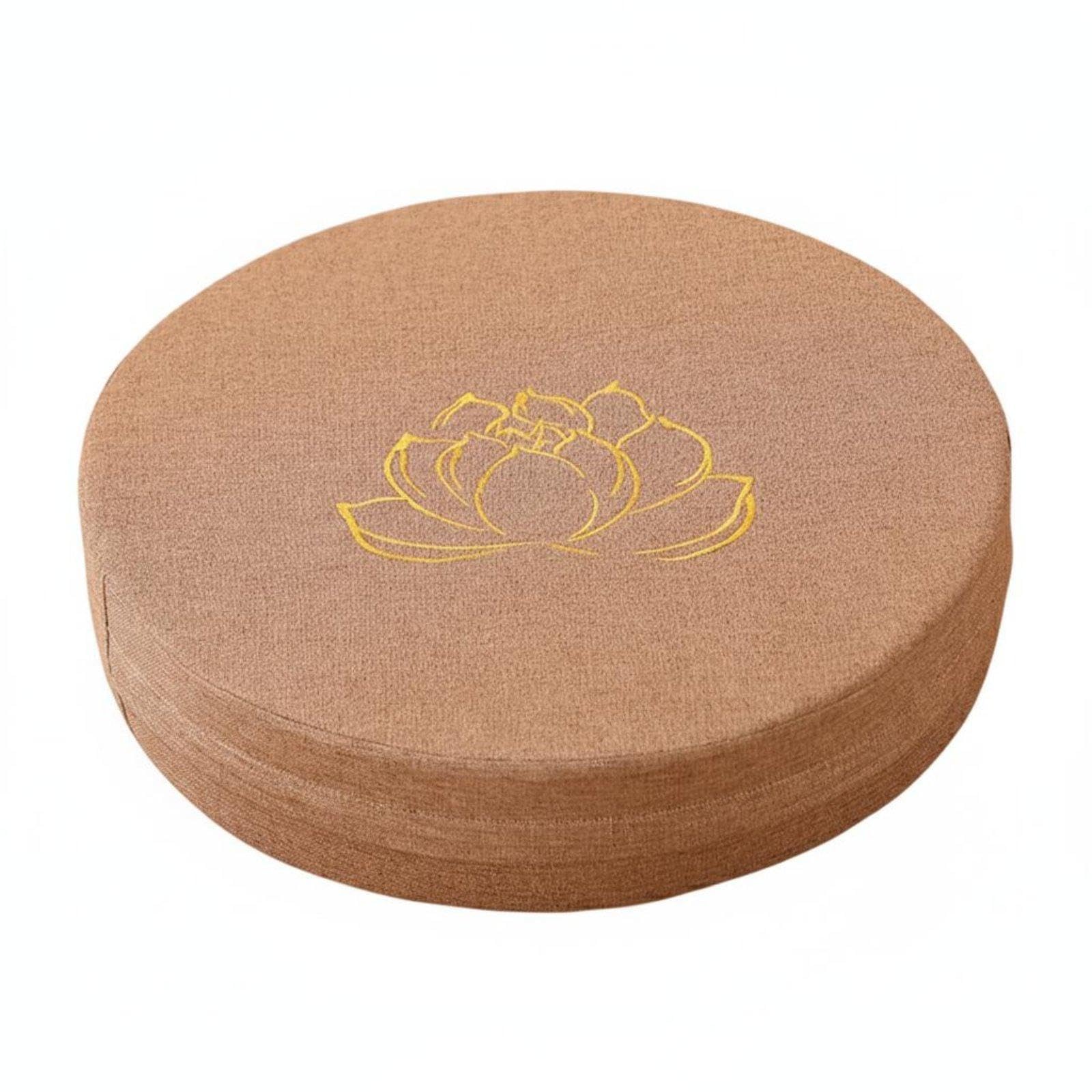 Japanese Tatami Cushion Removable Washable Cover Round Meditation Cushion Breathable Linen Textile Thick Floor Pouf for Exercise Practitioners Khaki 50x10cm a-picture-20