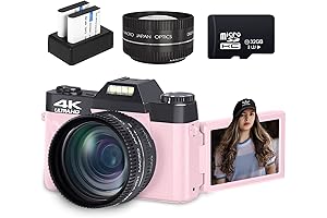 Digital Cameras for Photoggraphy, 4K Pink Vlogging Camera for YouTube with Built-in...