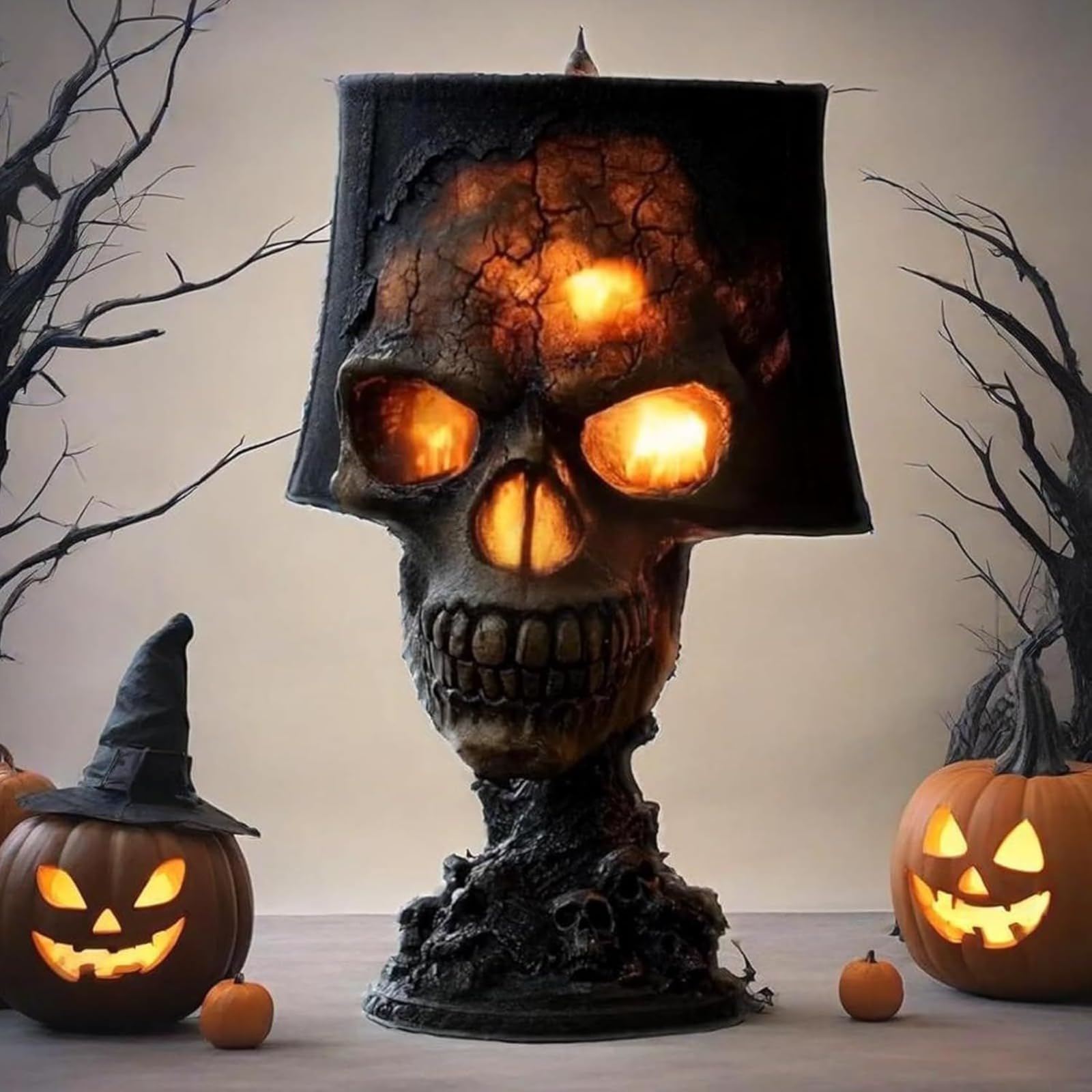 Table Lamp - Aesthetic Desk Lamp | Lava Stone Skull Lamp, Resin Figurines of Mythical Monsters, Collectible Light Decoration for Kitchen, Christmas, Living Room, Home, Office