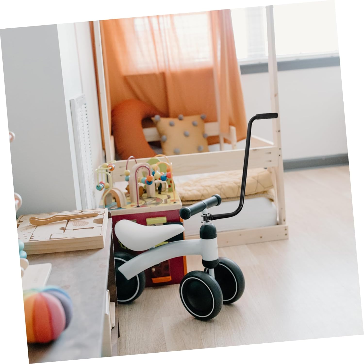 Kids Cycling Learning Push Bar Safety for Bike Trainer Adjustable Height Sturdy Plastic Suitable for Boys and Girls Learning to Ride