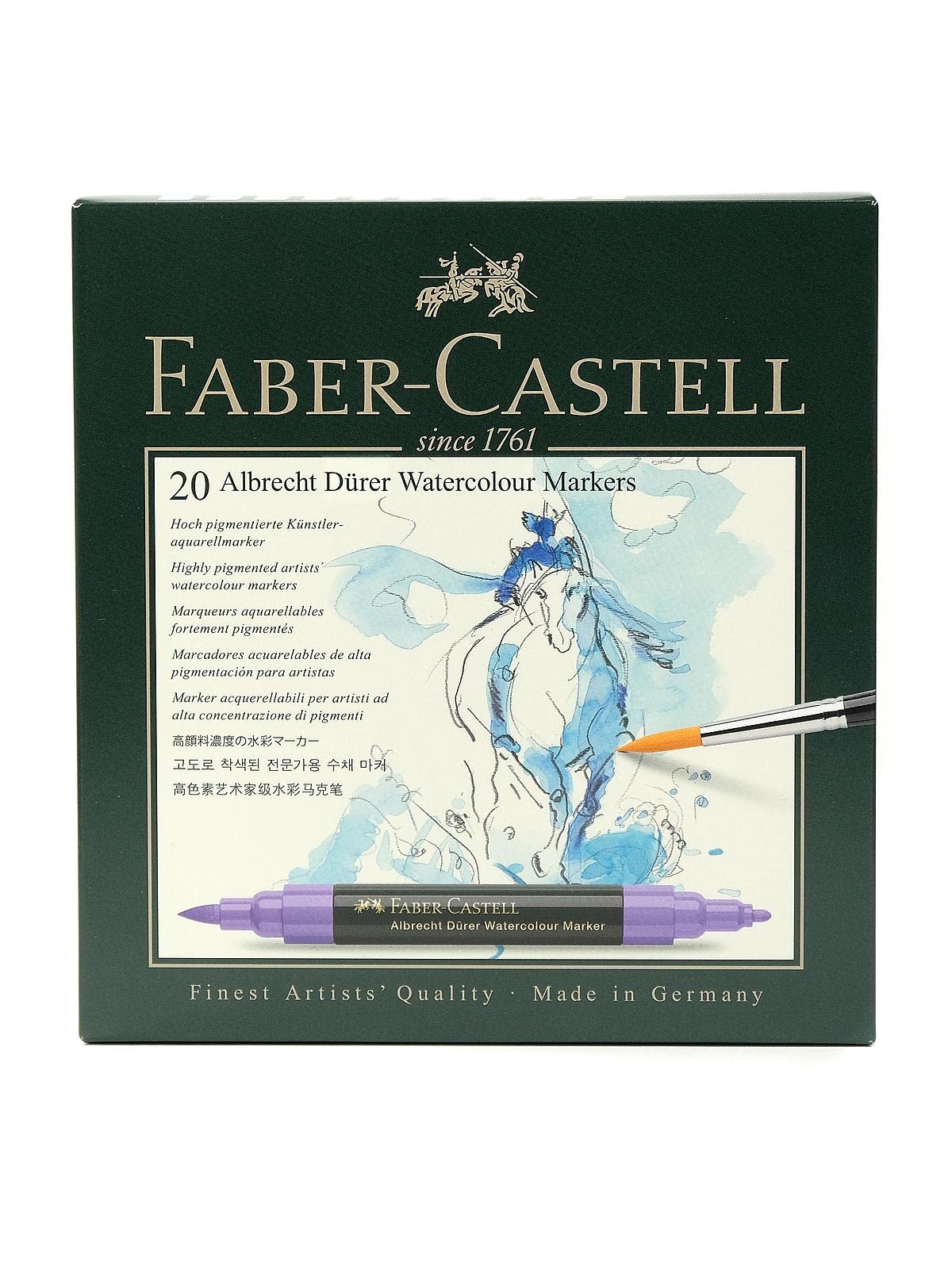 Faber-​Castell 160320 - Estuche 20 Marcadores Acuarelables A. Dürer con Dos Puntas - Colores Surtidos