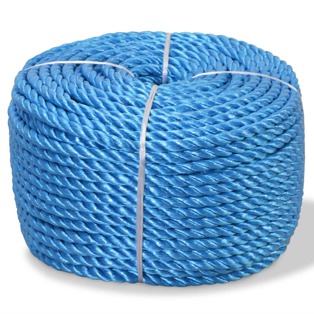 vidaXL Twisted Rope Polypropylene 10mm, 500m Length, Blue, Lightweight, Durable, Weatherproof, Household and Garden High Tensile Strength Rope